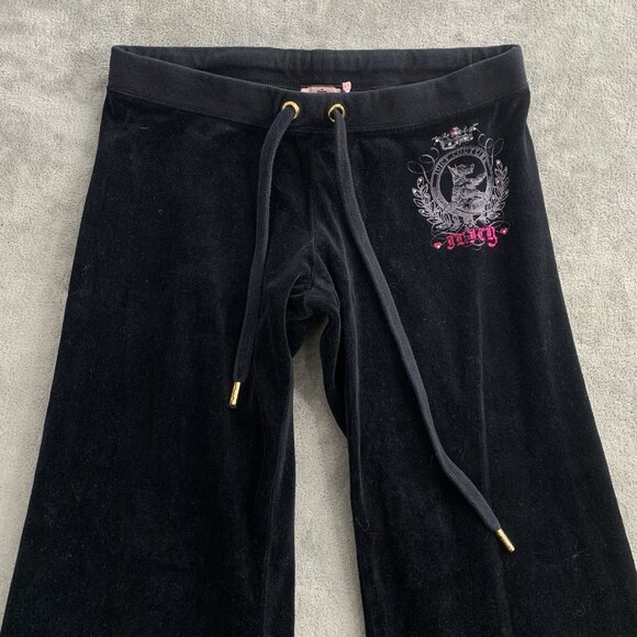 Vintage Juicy Couture Sweatpants Women Medium Velour Low Rise Flare Y2K USA - Picture 9 of 11